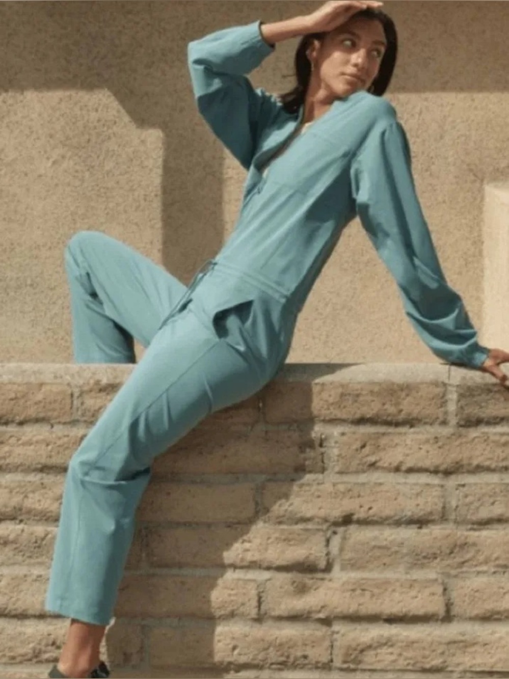Lululemon Ventlight Zippered Jumpsuit Quick Dry Light Teal Jumpsuit One-Piece, 6